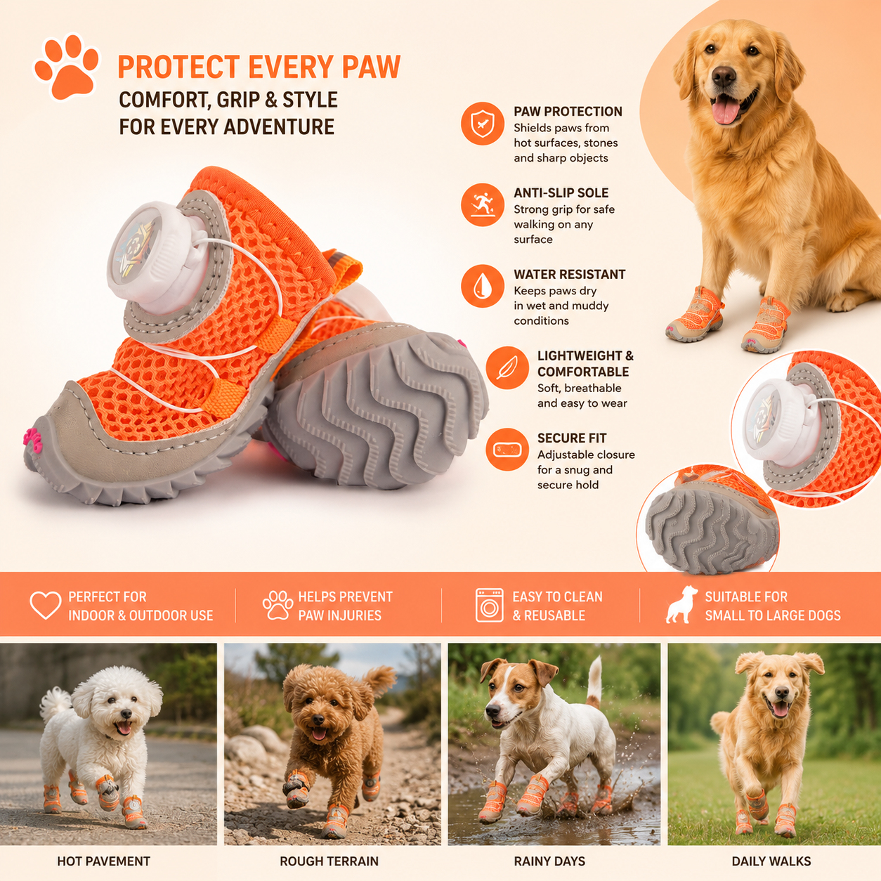 Cozy-Comfy Dog Shoes (Pack of 4Pcs)